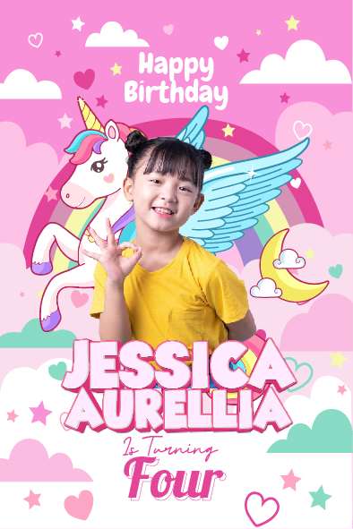 Baliho Hari Ulang Tahun Anak Unicorn - Image 1