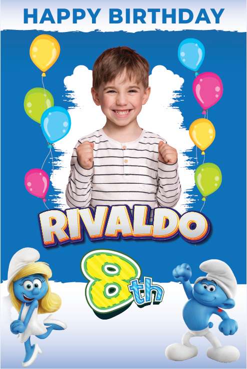 Baliho Ulang Tahun Smurf - Image 1