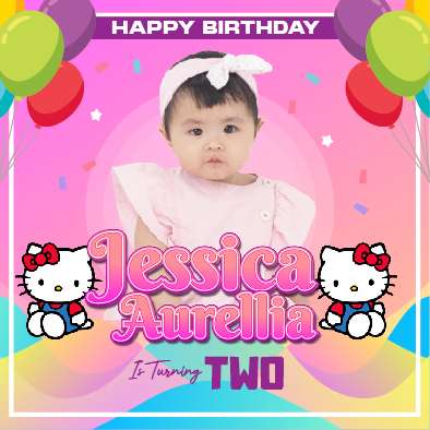 Baliho Hari Ulang Tahun Anak Hello Kitty - Image 1