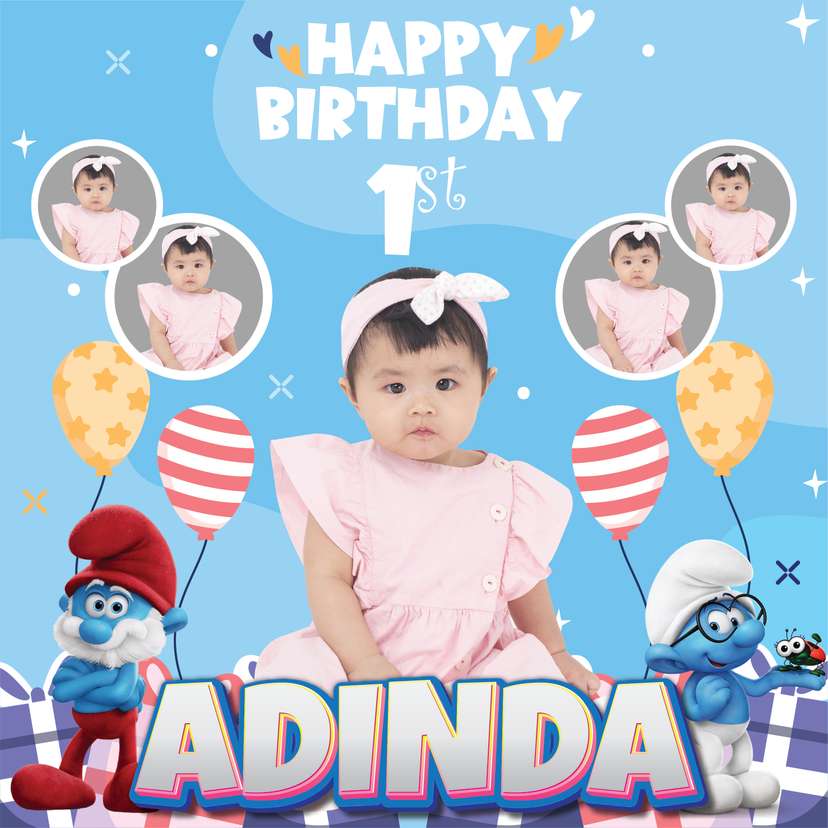 Baliho Ulang Tahun Smurf - Image 1