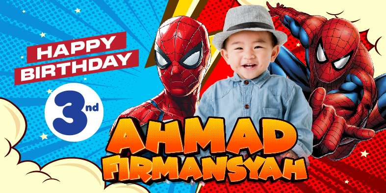 Baliho Hari Ulang Tahun Anak Spiderman - Image 1