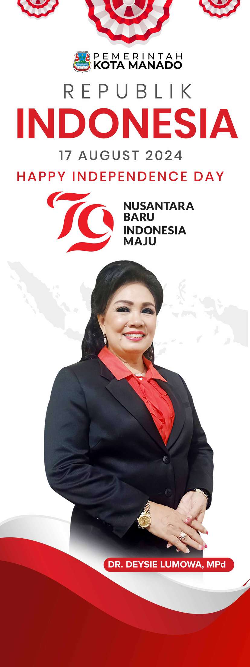 Standing Banner Dirgahayu Republik Indonesia RI Ke-79 Pemkot Manado - Image 1