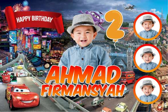 Baliho Hari Ulang Tahun Anak Cars Disney - Image 1