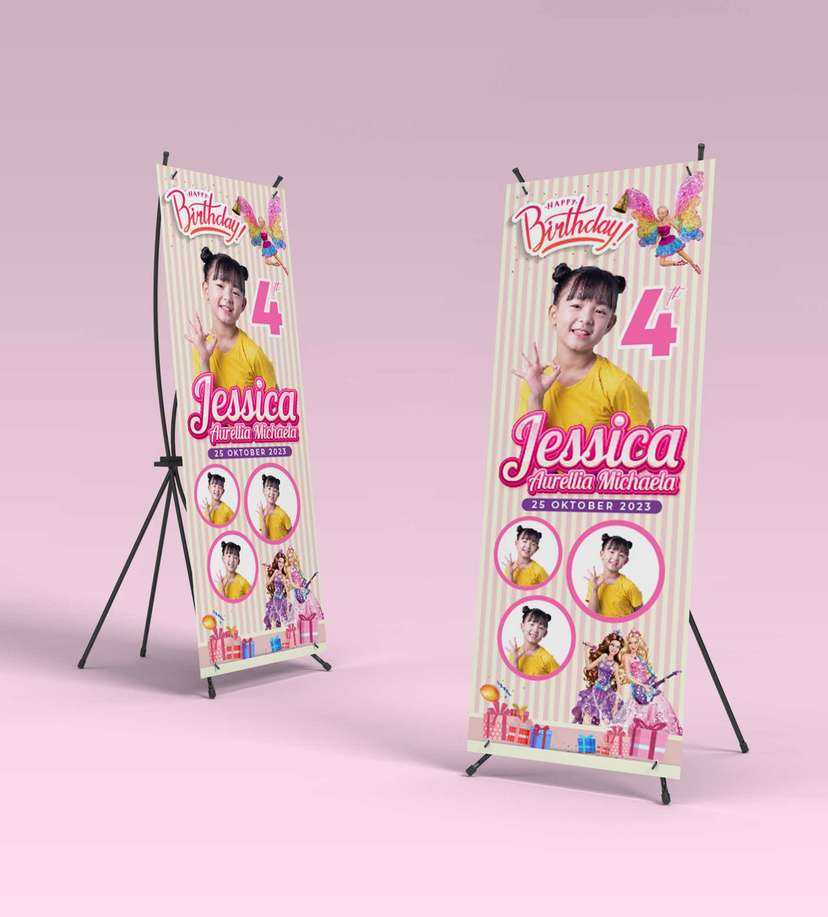 Standing Banner Hari Ulang Tahun Anak Barbie - Image 2