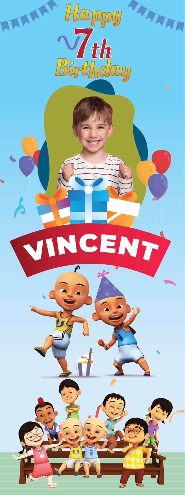 Standing Banner Ulang Tahun Upin Ipin - Image 1