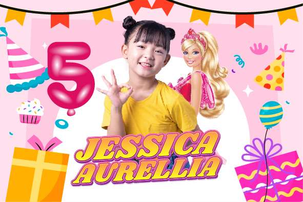 Baliho Hari Ulang Tahun Anak Barbie - Image 1