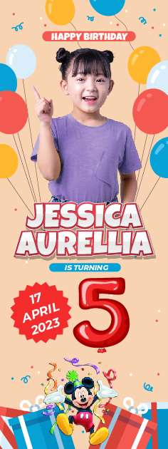 Standing Banner Hari Ulang Tahun Anak Mickey Mouse - Image 1