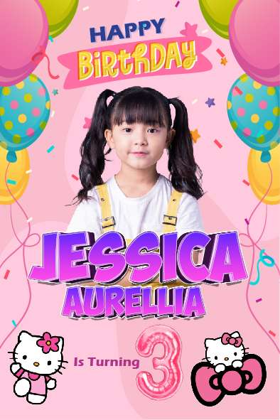 Baliho Hari Ulang Tahun Anak Hello Kitty - Image 1