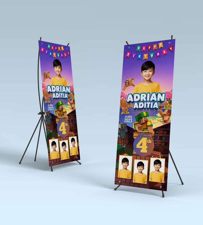 Standing Banner Hari Ulang Tahun Anak Minecraft - Image 2