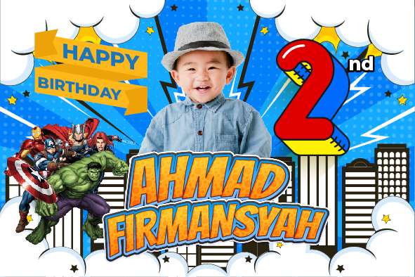 Baliho Hari Ulang Tahun Anak Avengers - Image 1