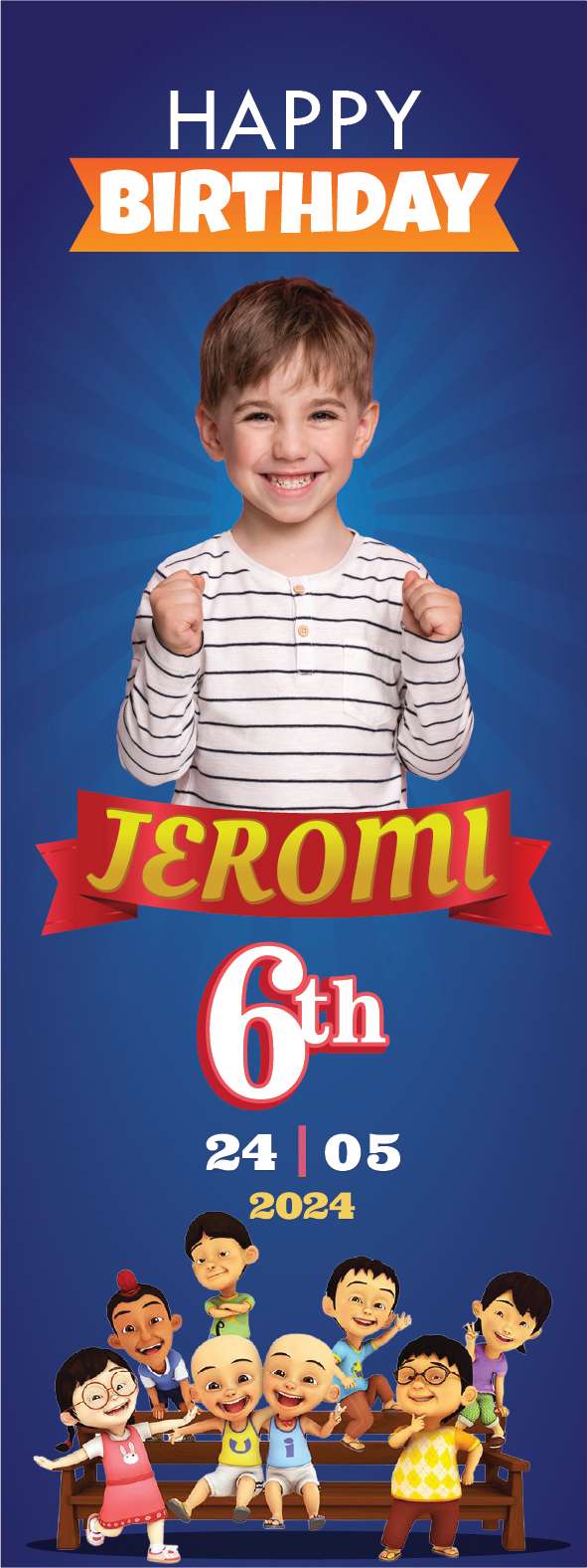 Standing Banner Ulang Tahun Upin Ipin - Image 1
