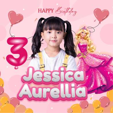 Baliho Hari Ulang Tahun Anak Barbie - Image 1