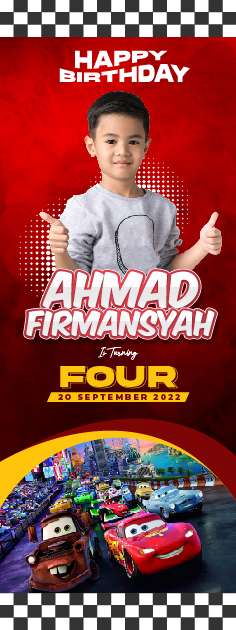Standing Banner Hari Ulang Tahun Anak Cars Disney - Image 1