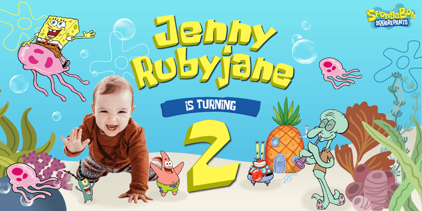Banner Ulang Tahun Anak Spongebob - Image 1