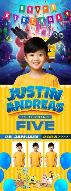 Standing Banner Hari Ulang Tahun Anak Spongebob - Image 1