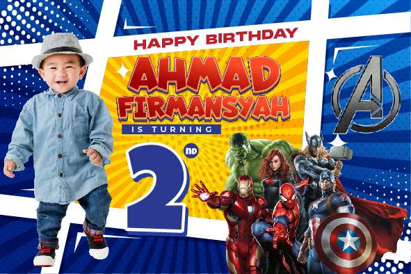 Baliho Hari Ulang Tahun Anak Avengers - Image 1