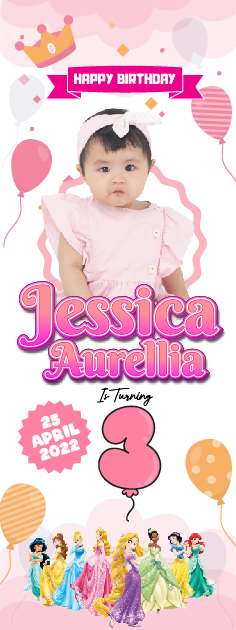 Standing Banner Hari Ulang Tahun Anak Princes - Image 1