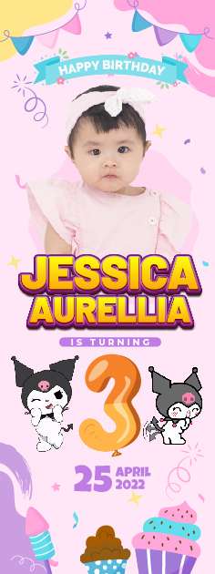 Standing Banner Hari Ulang Tahun Anak Kuromi - Image 1