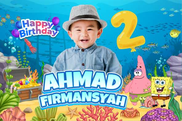 Baliho Hari Ulang Tahun Anak Spongebob - Image 1