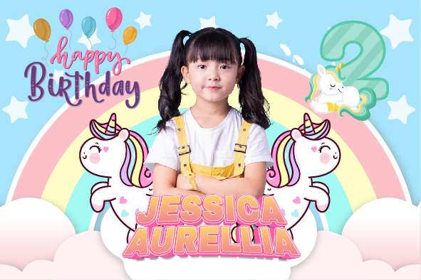 Baliho Hari Ulang Tahun Anak Unicorn - Image 1