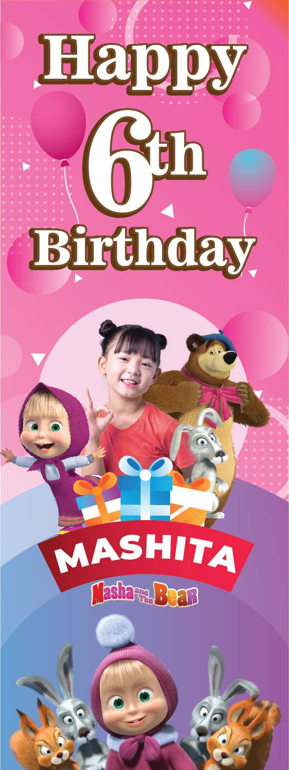 Standing Banner Ulang Tahun Masha and The Bear - Image 1