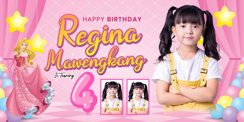 Baliho Hari Ulang Tahun Anak Princess - Image 1