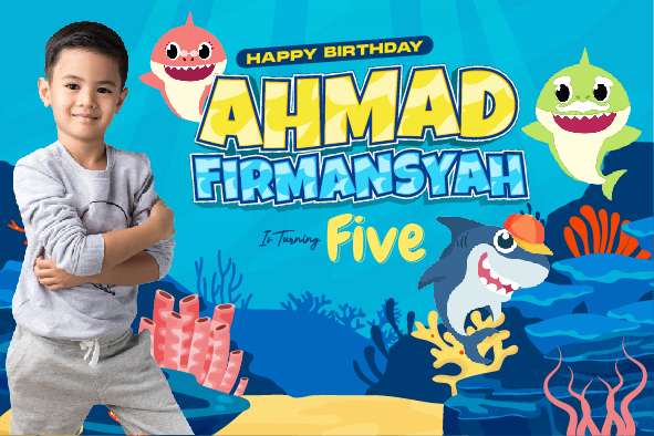 Baliho Hari Ulang Tahun Anak Baby Shark - Image 1