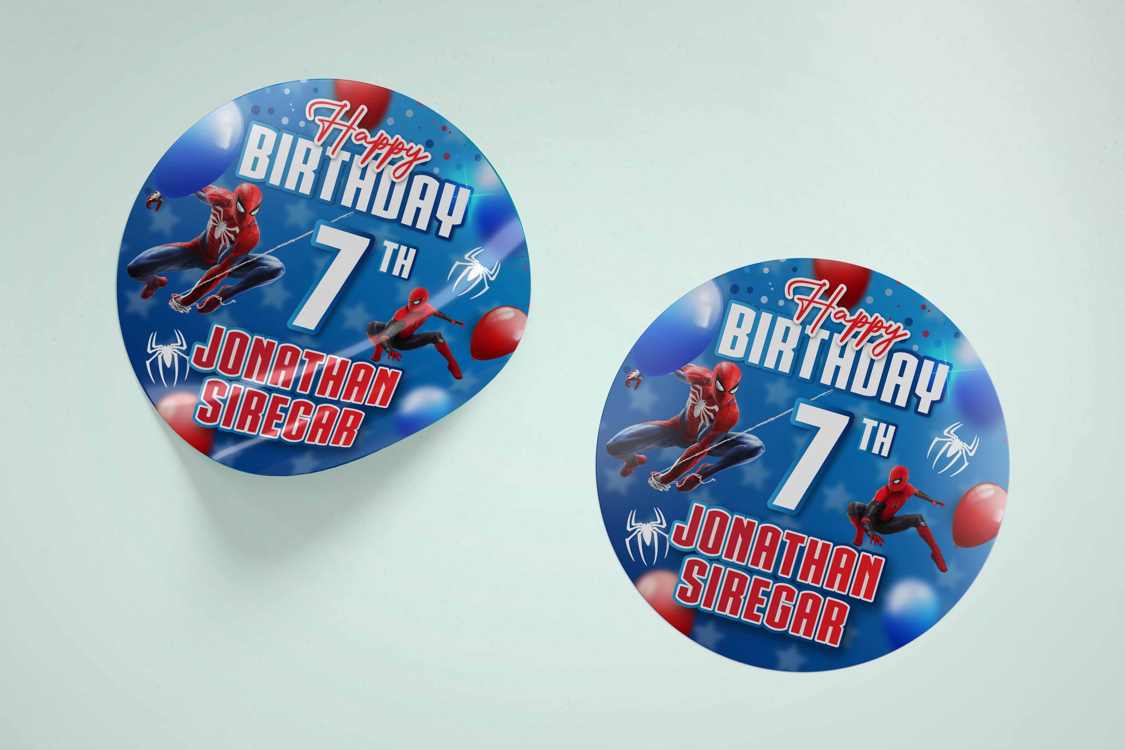 Sticker Ulang Tahun Spiderman Custom – Label Birthday Anak Tema Superhero