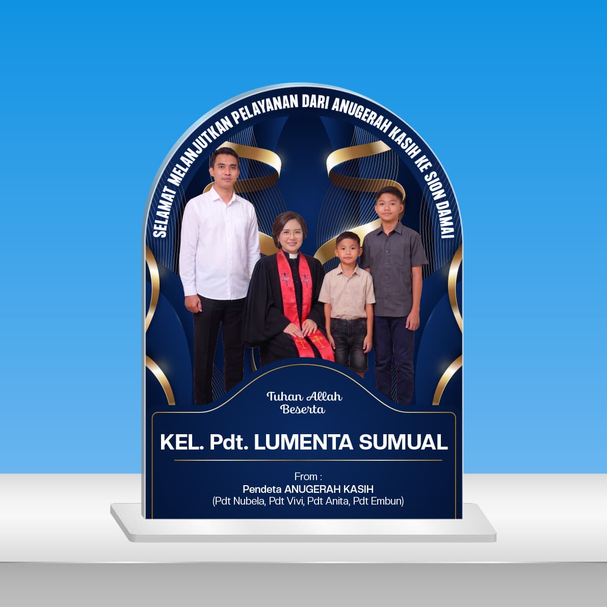 Plakat Akrilik Ucapan Pelayanan / Kado Pendeta Custom - Luxurious Bright Gold