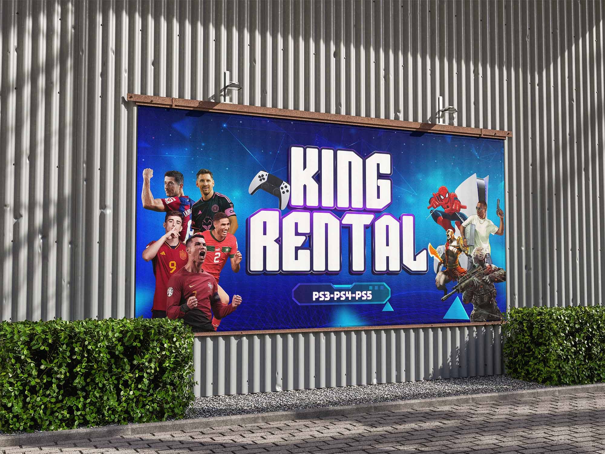 Baliho Rental PlayStation Gaming Center – Tema PS3 PS4 PS5 Modern