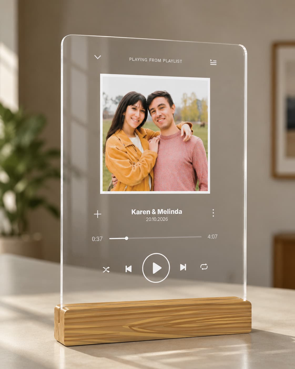 Acrylic Spotify Custom Foto Couple – Lampu Meja Akrilik Musik Romantis