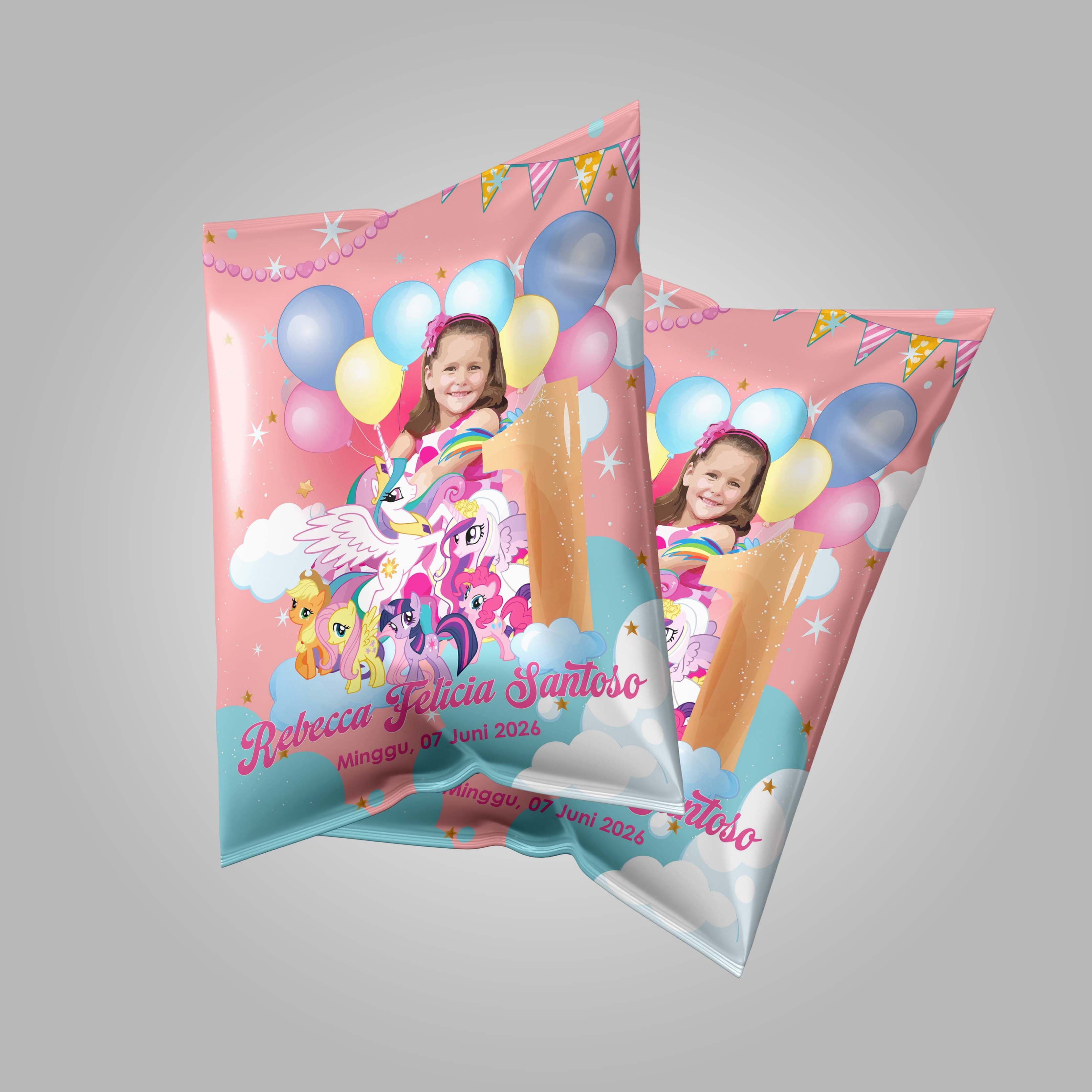 Sak Snack Ulang Tahun My Little Pony Custom Foto Anak