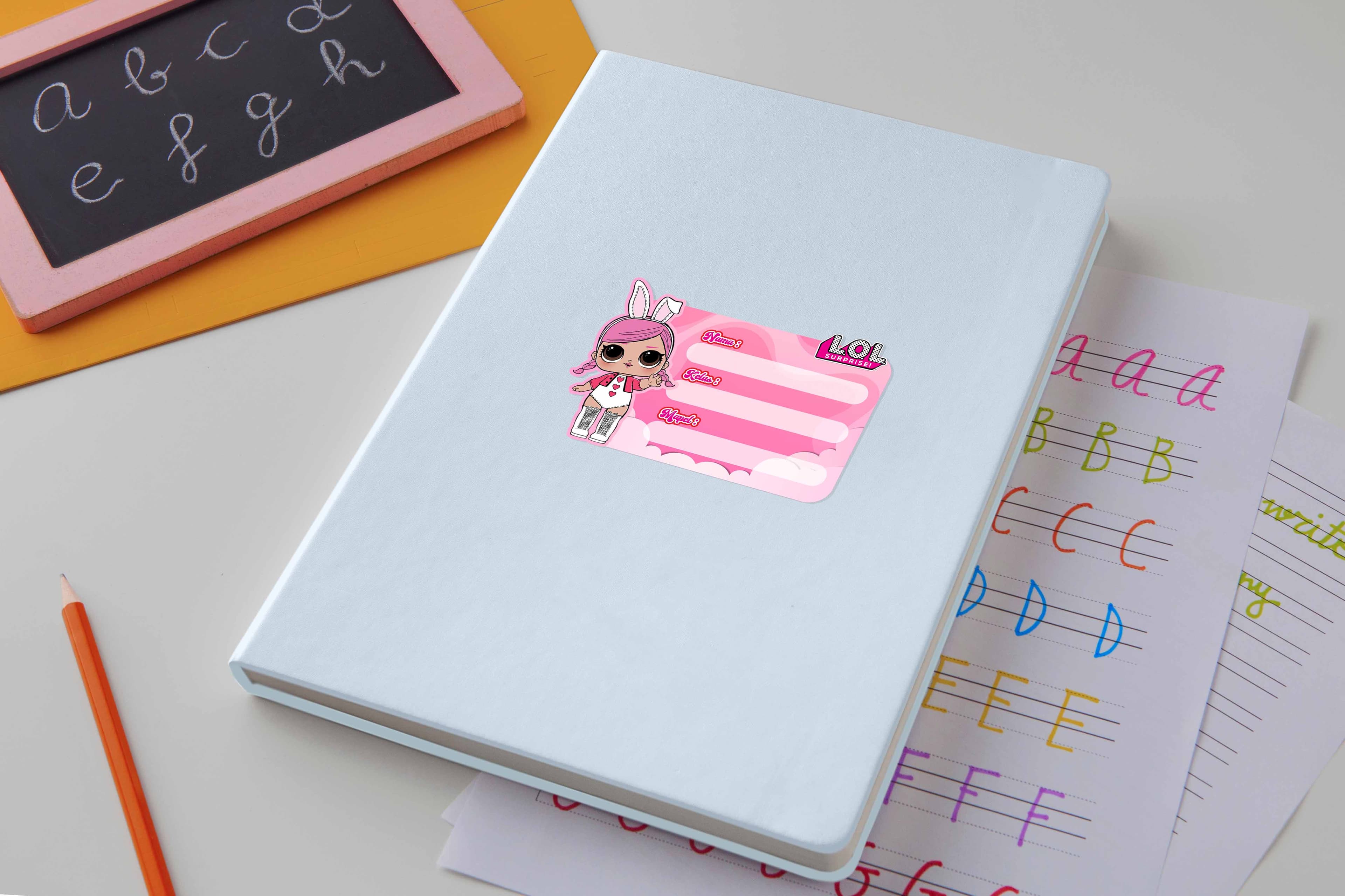 Sticker Label Nama Sekolah LOL Surprise Bunny Girl – Label Buku Anak Perempuan Custom