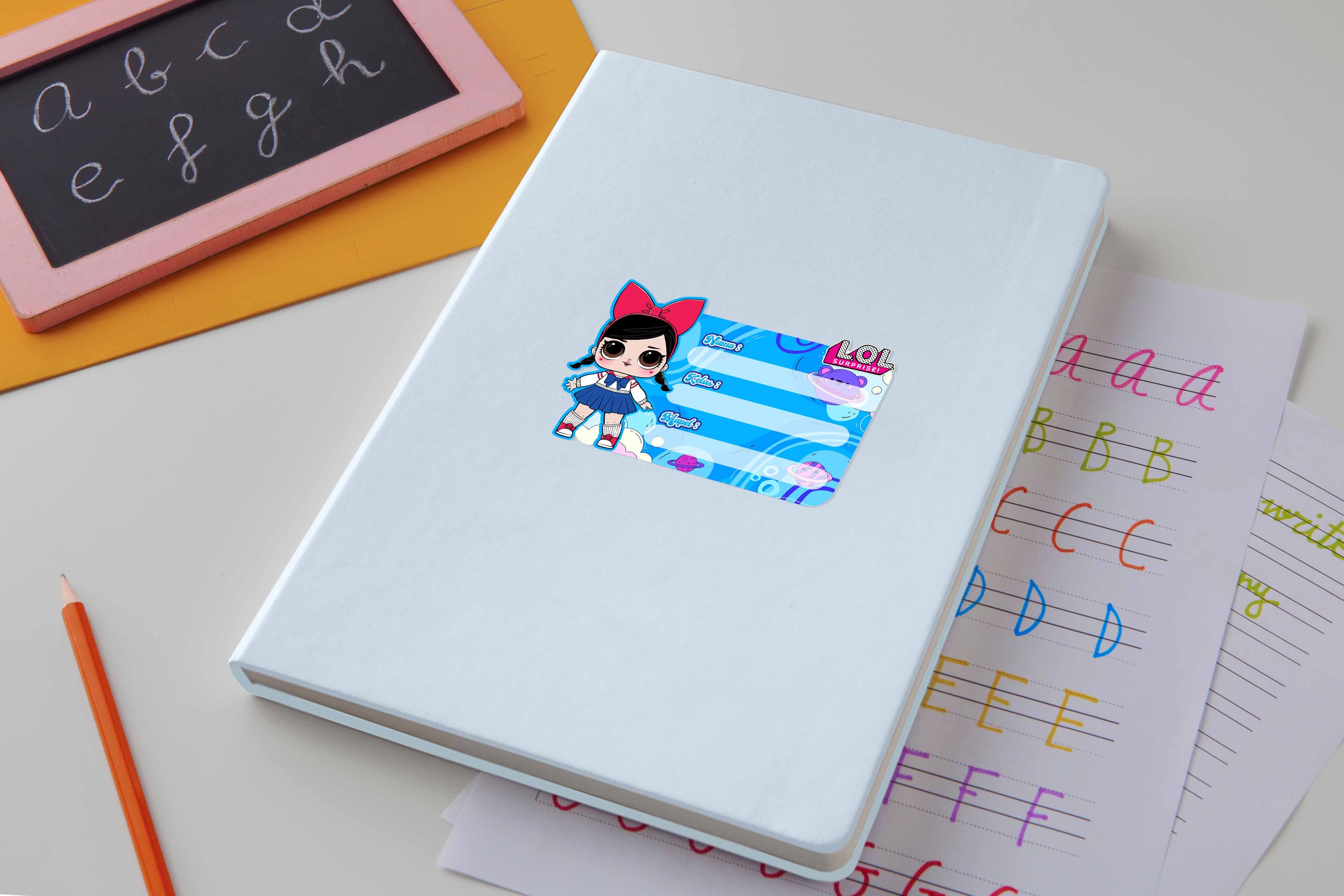 Sticker Label Nama Sekolah LOL Surprise Cute Girl Biru – Label Buku Anak Perempuan Custom