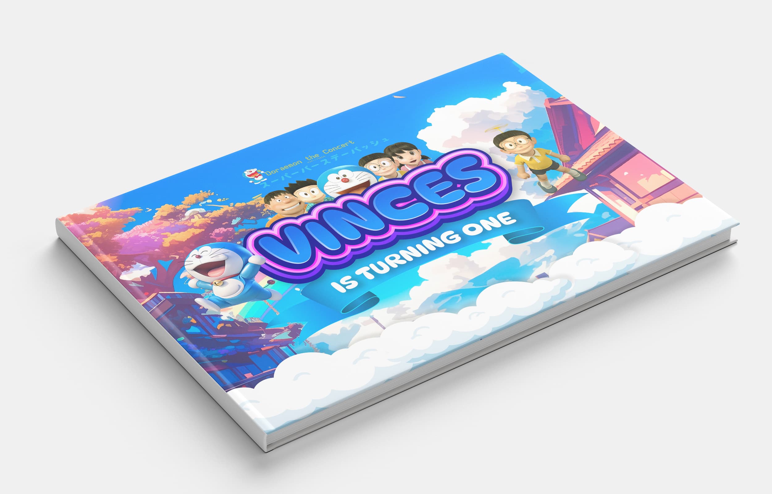 Buku Tamu Ulang Tahun Doraemon Custom – Birthday Guest Book Anak Tema Kartun Lucu