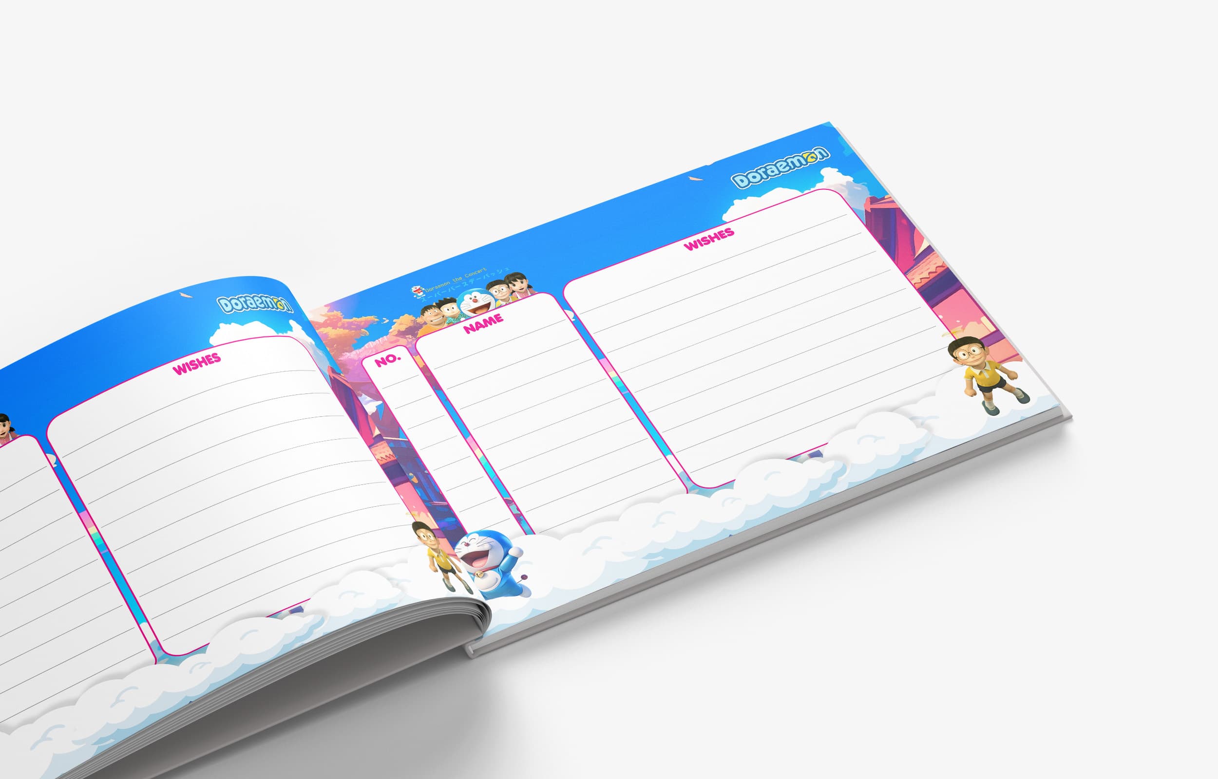 Buku Tamu Ulang Tahun Doraemon Custom – Birthday Guest Book Anak Tema Kartun Lucu