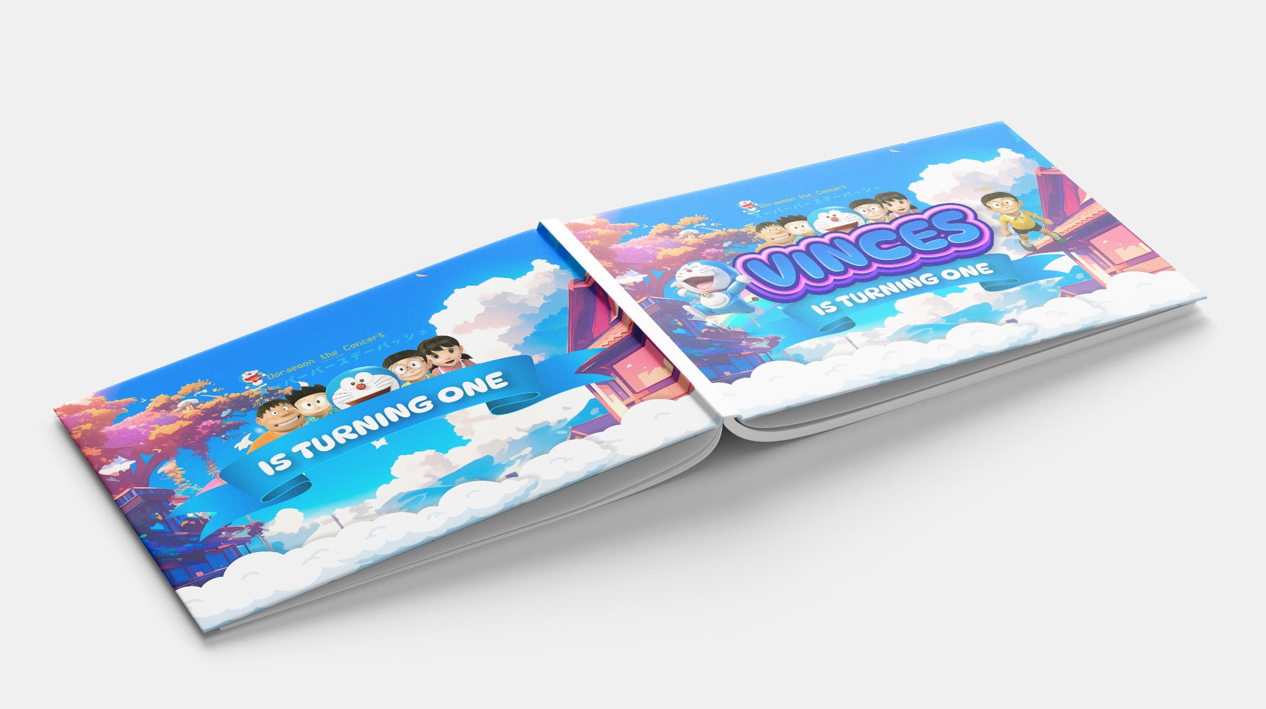 Buku Tamu Ulang Tahun Doraemon Custom – Birthday Guest Book Anak Tema Kartun Lucu