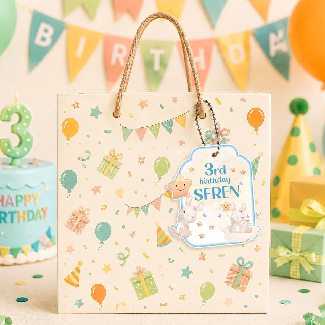 Hangtag Ulang Tahun – Pastel Bunny Cloud