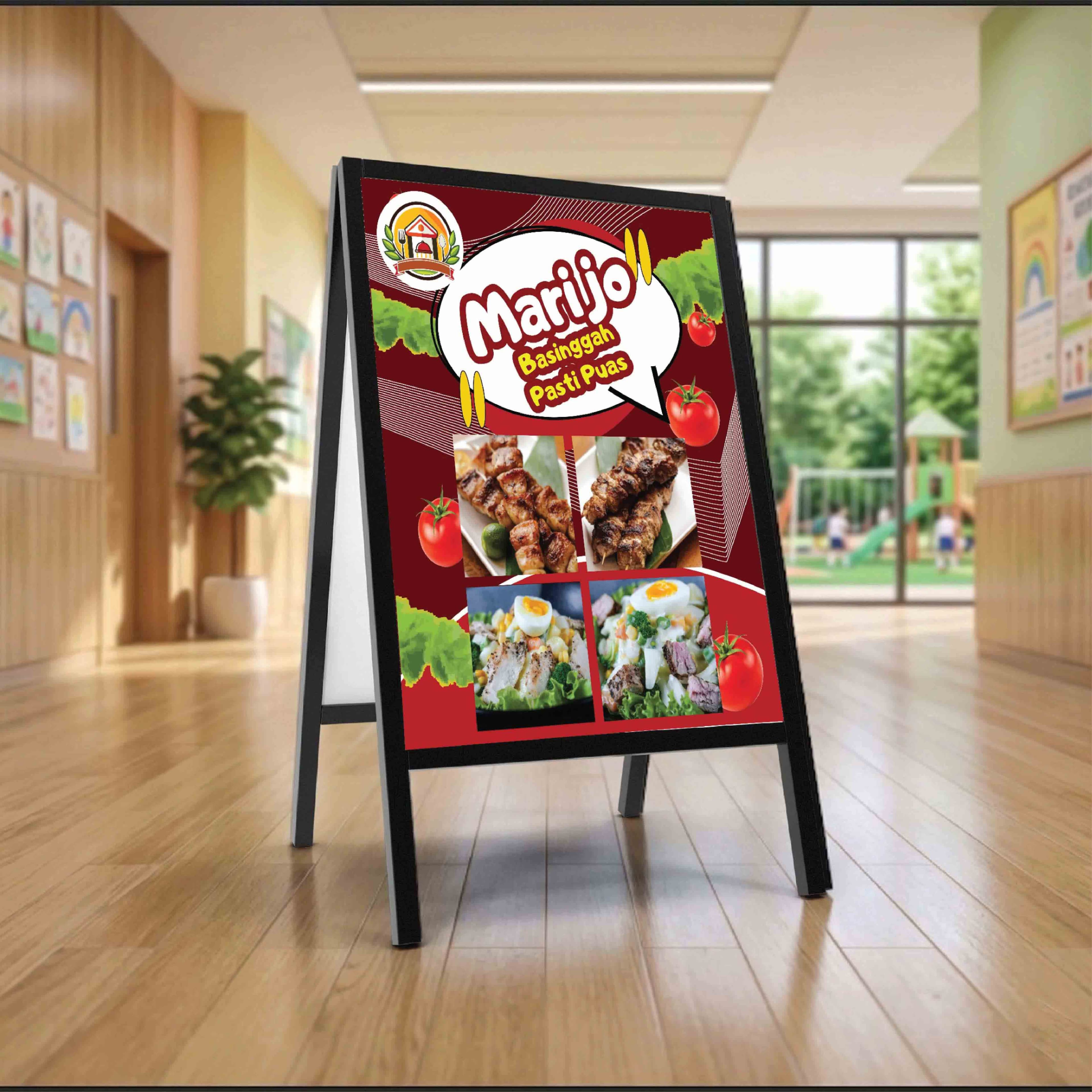 A-sign Triangle Banner Marijo Basinggah Merah Simpel Hangat