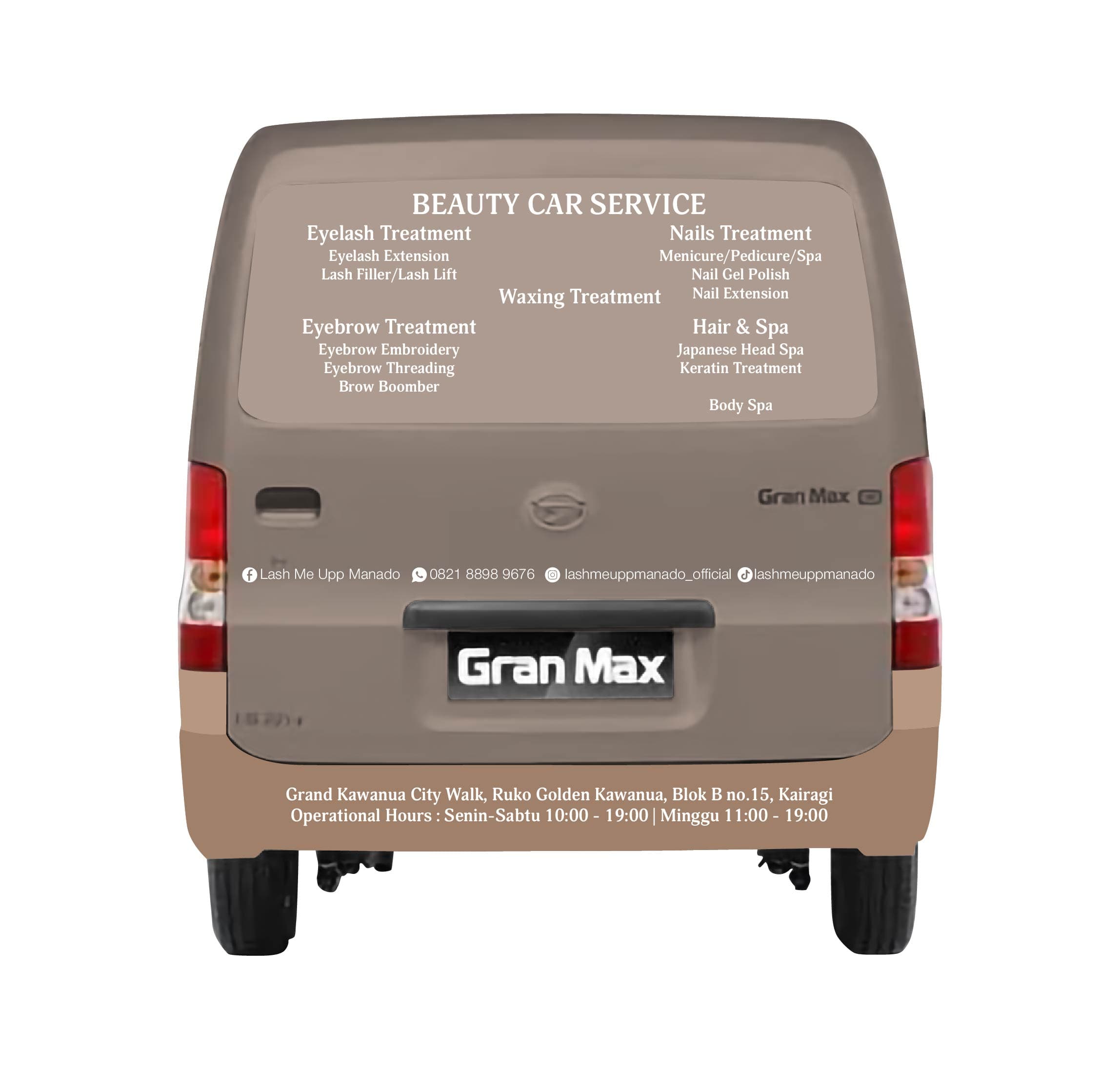 Custom Decal Mobil GrandMax BlindVan LME Cokelat