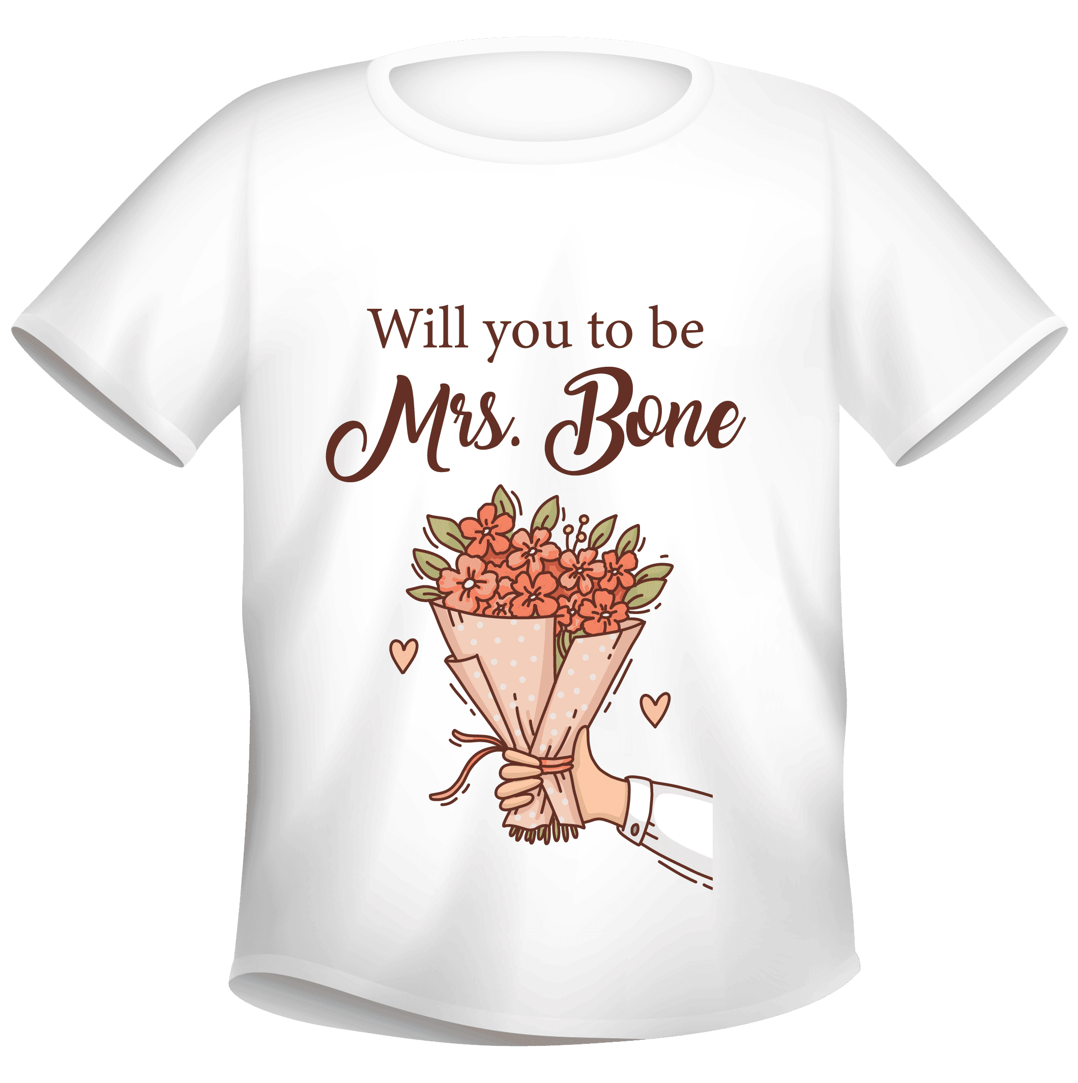 Kaos Custom Lamaran Will You To Be Mrs Bone Tema Buket Bunga Romantis