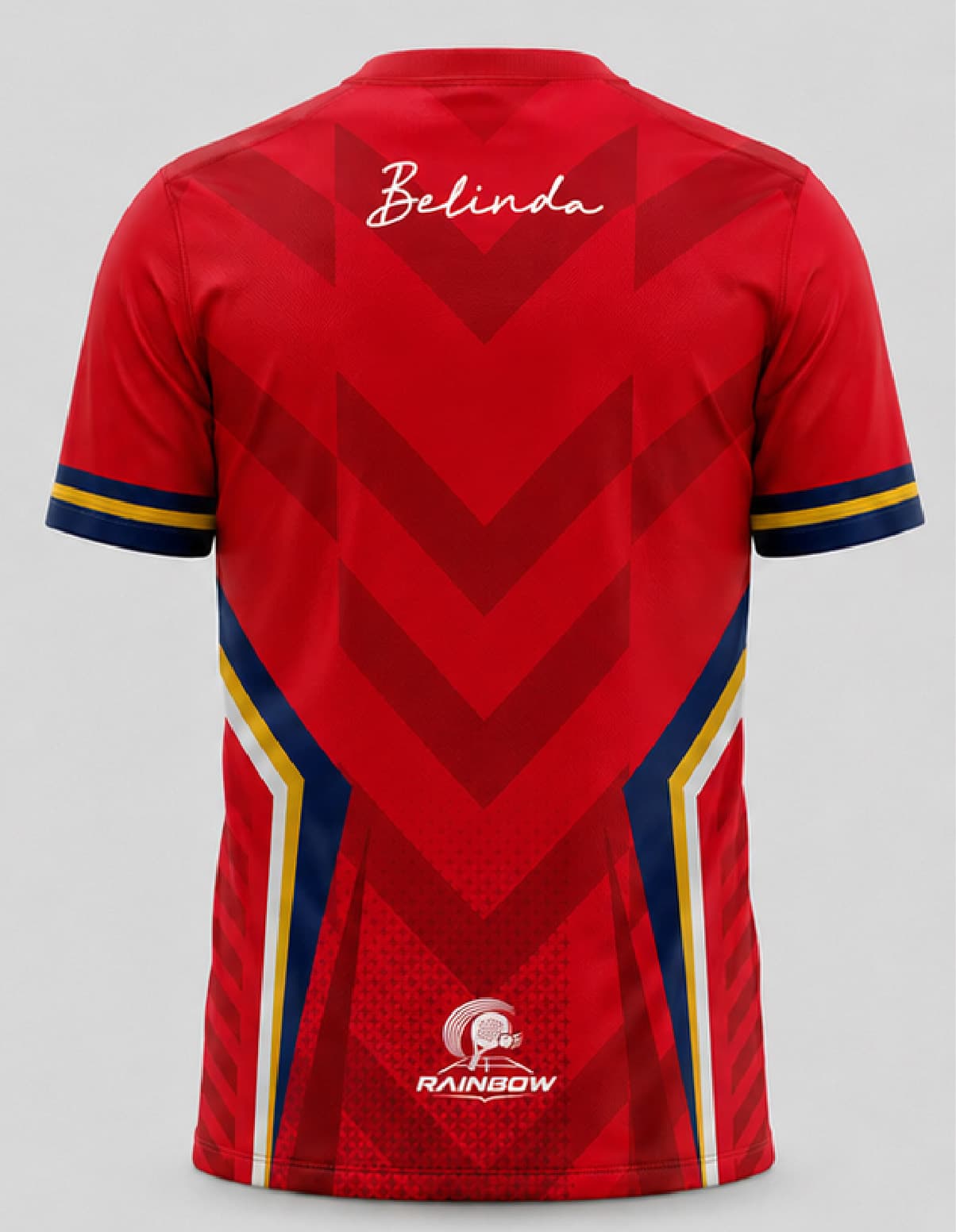 Jersey Olahraga Merah Garis
