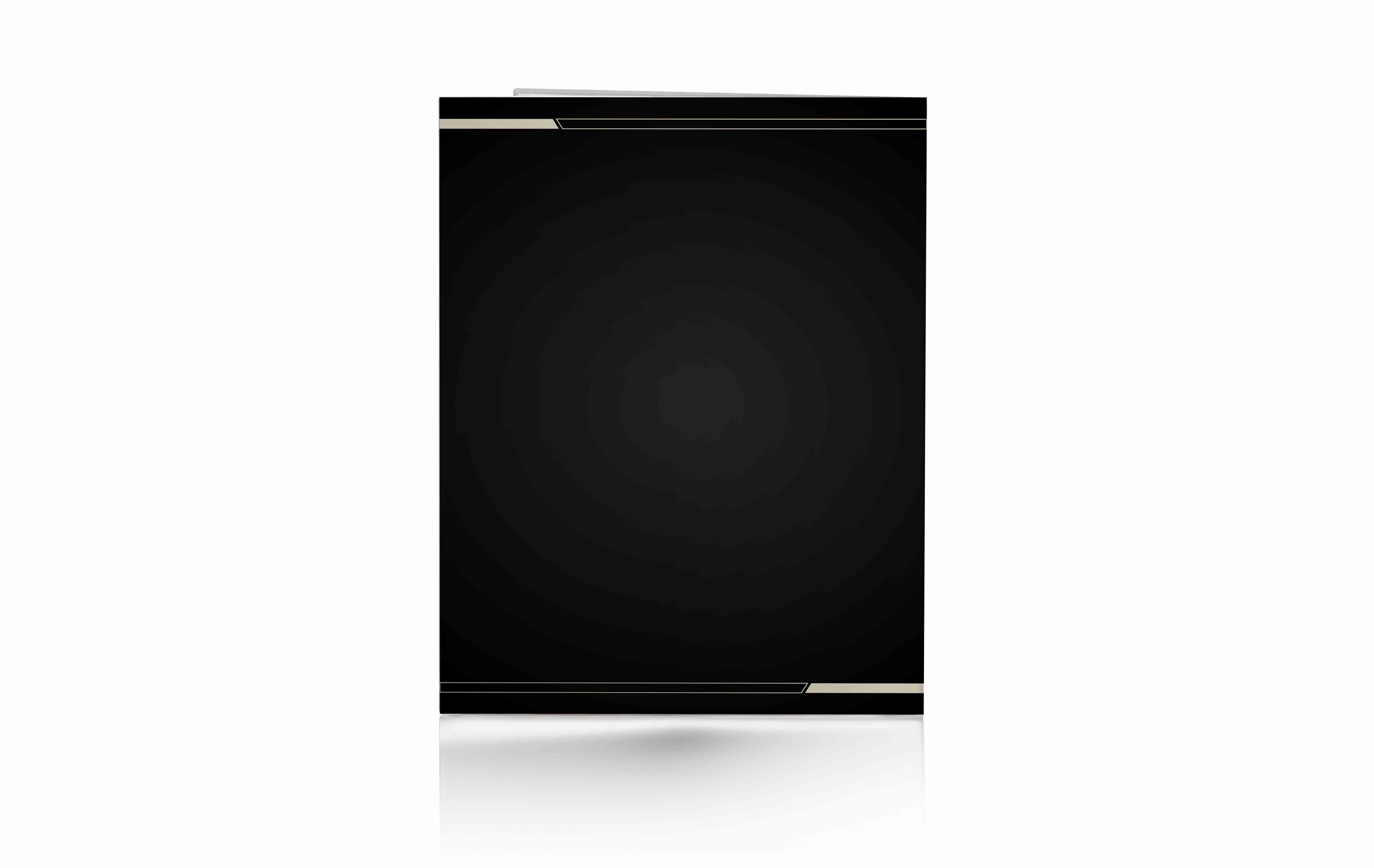 Menu Restorant Hard Cover Lipat 2 Sisi Simple Dengan Warna Krem Hitam