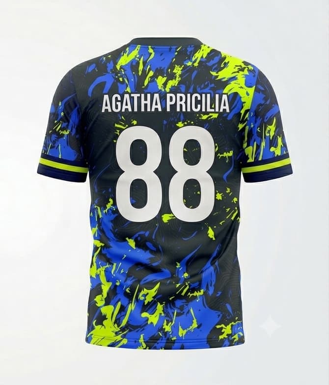 Jersey Padel Club Bestie Motif Splash Biru Lime Custom