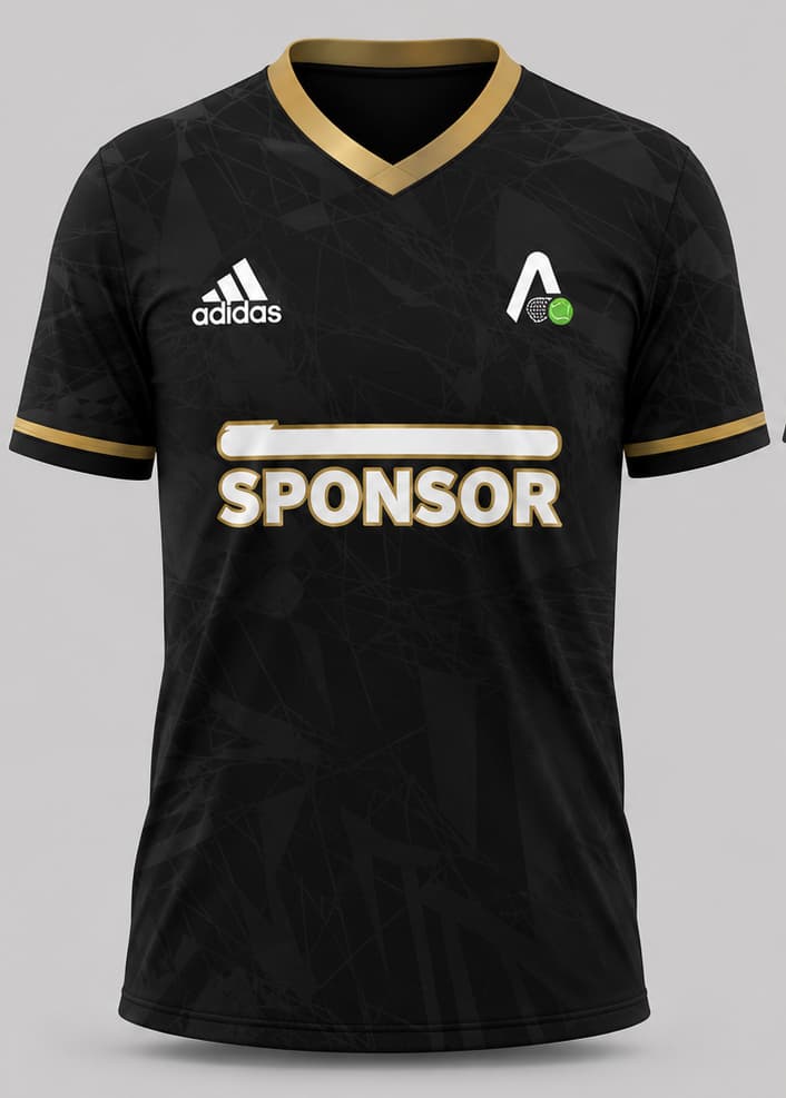 Jersey Olahraga Sponsor Hitam Gold Custom Nama
