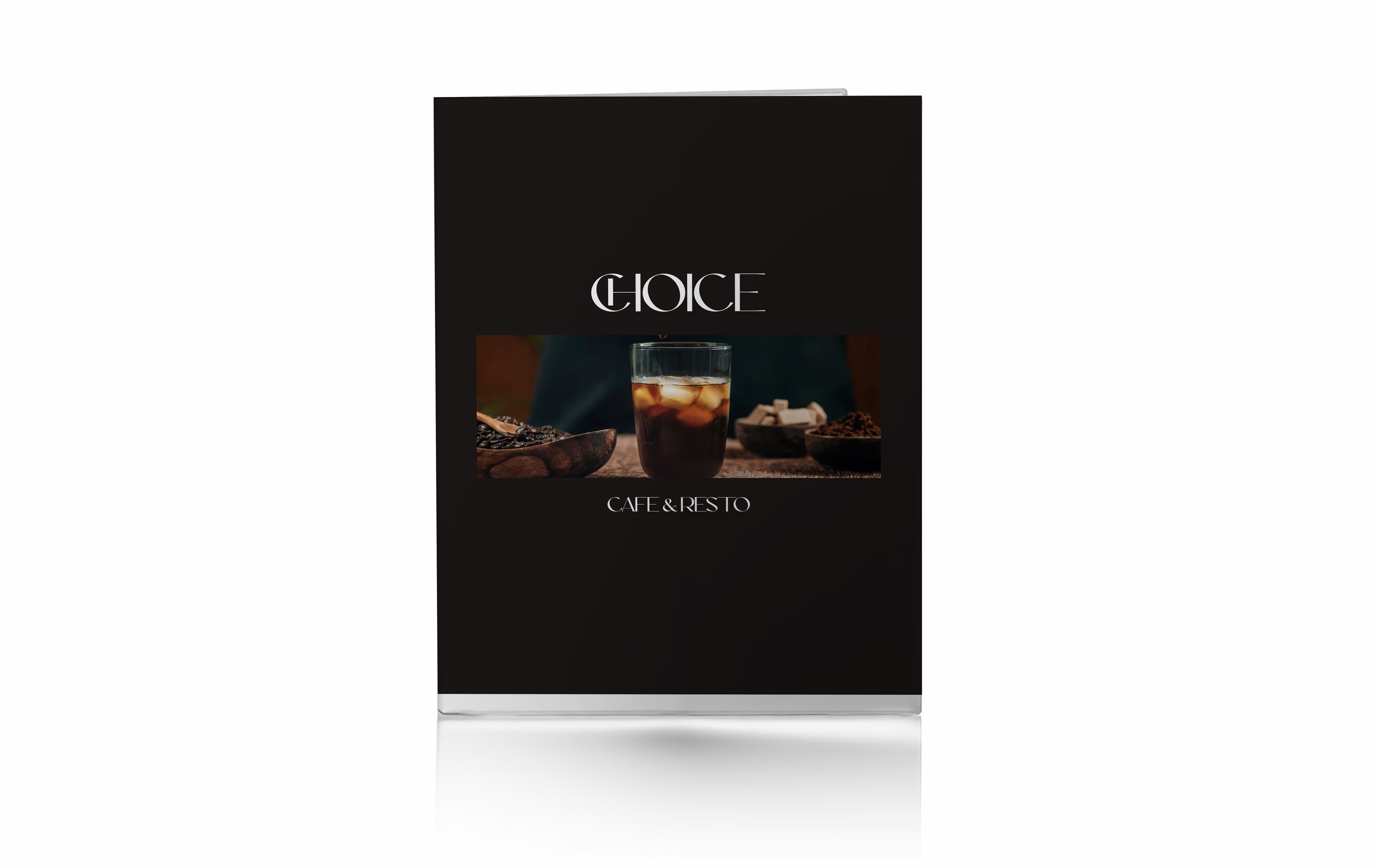 Menu Restorant Hard Cover Lipat 2 Sisi Simple Dengan Warna Dominan Merah Hitam