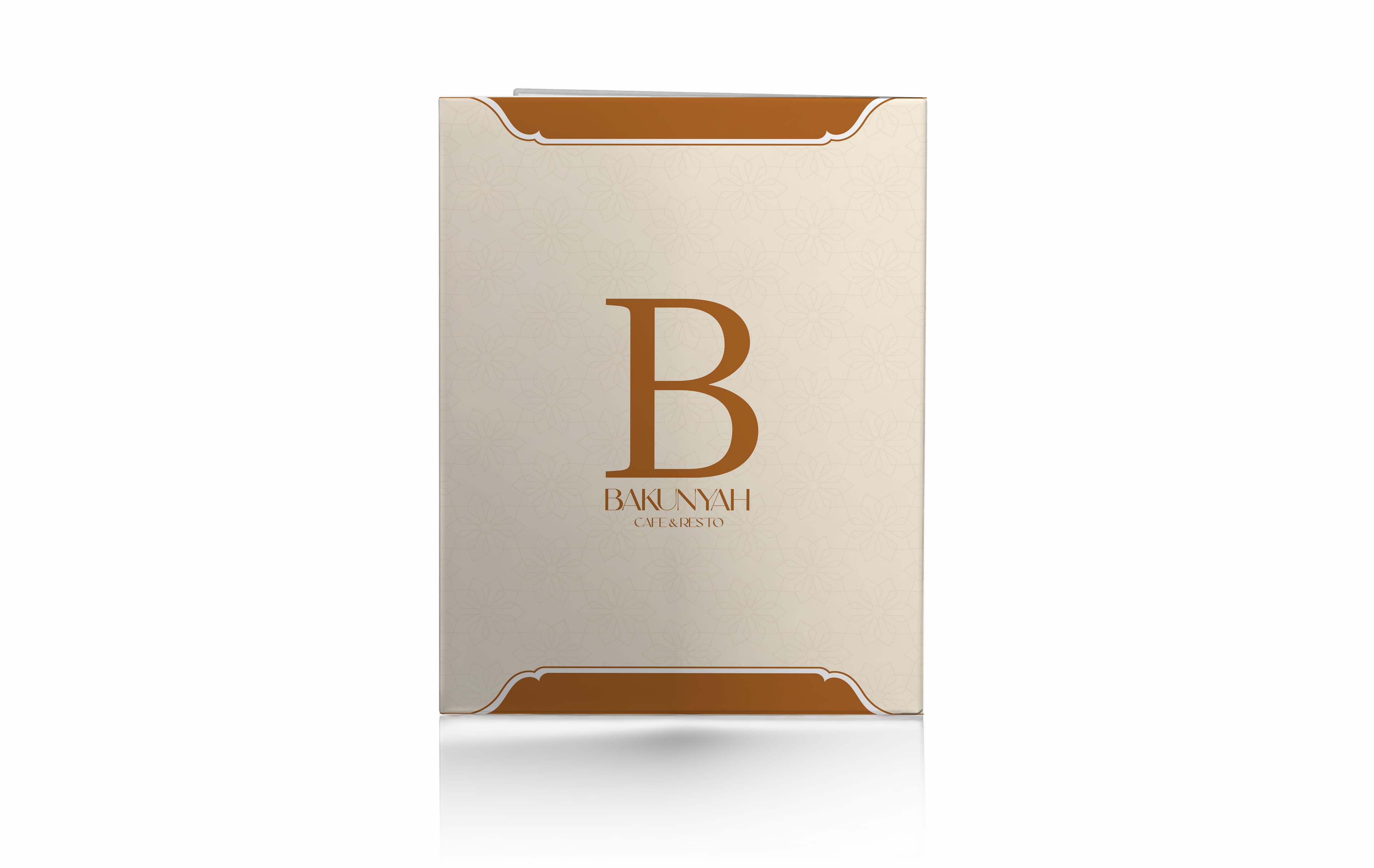 Menu Restorant Hard Cover Lipat 2 Sisi Simple Dengan Warna Dominan Krem Coklat