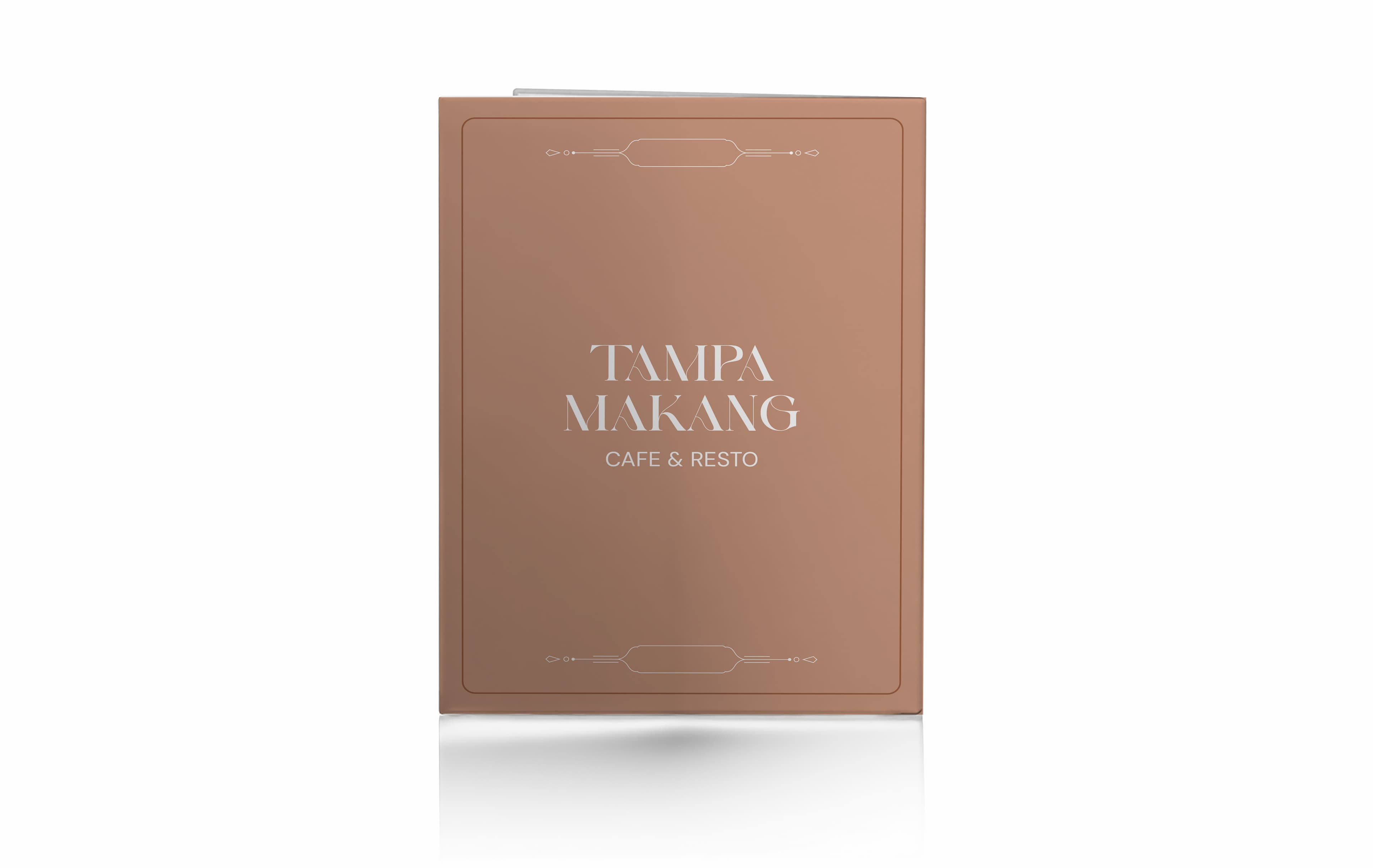 Menu Restorant Hard Cover Lipat 2 Sisi Simple Dengan Warna Dominan Coklat Muda