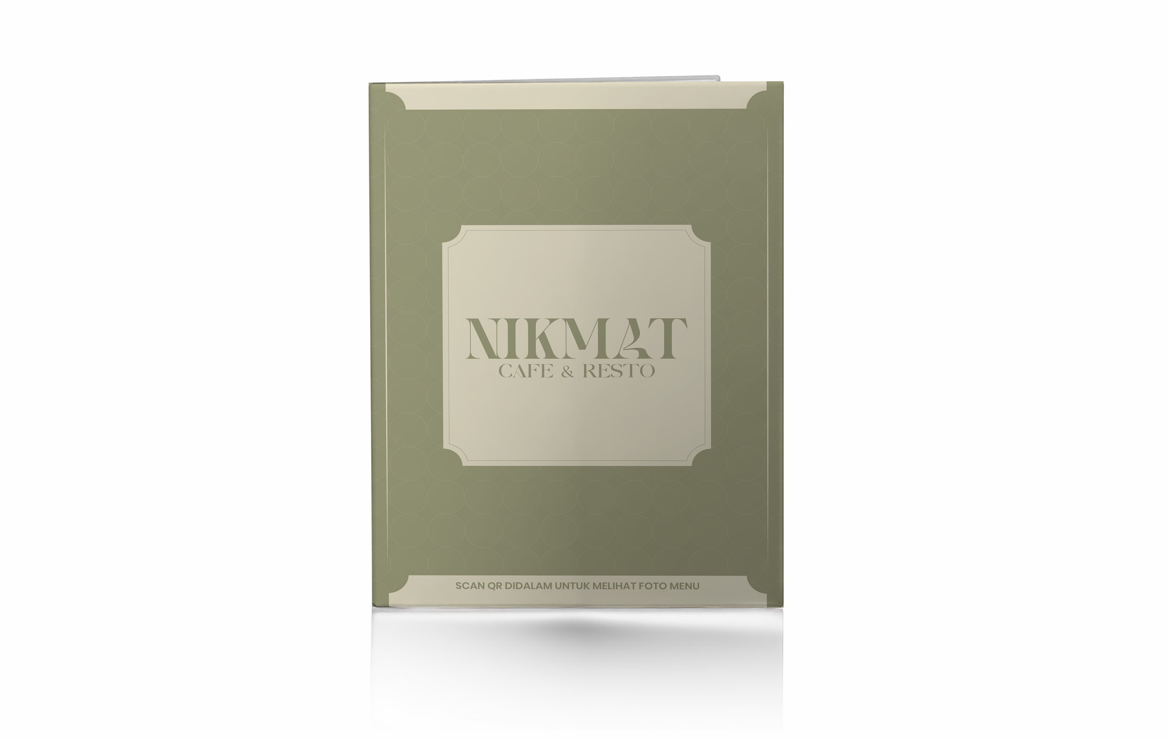 Menu Restorant Hard Cover Lipat 2 Sisi Simple Dengan Warna Dominan Hijau Muda