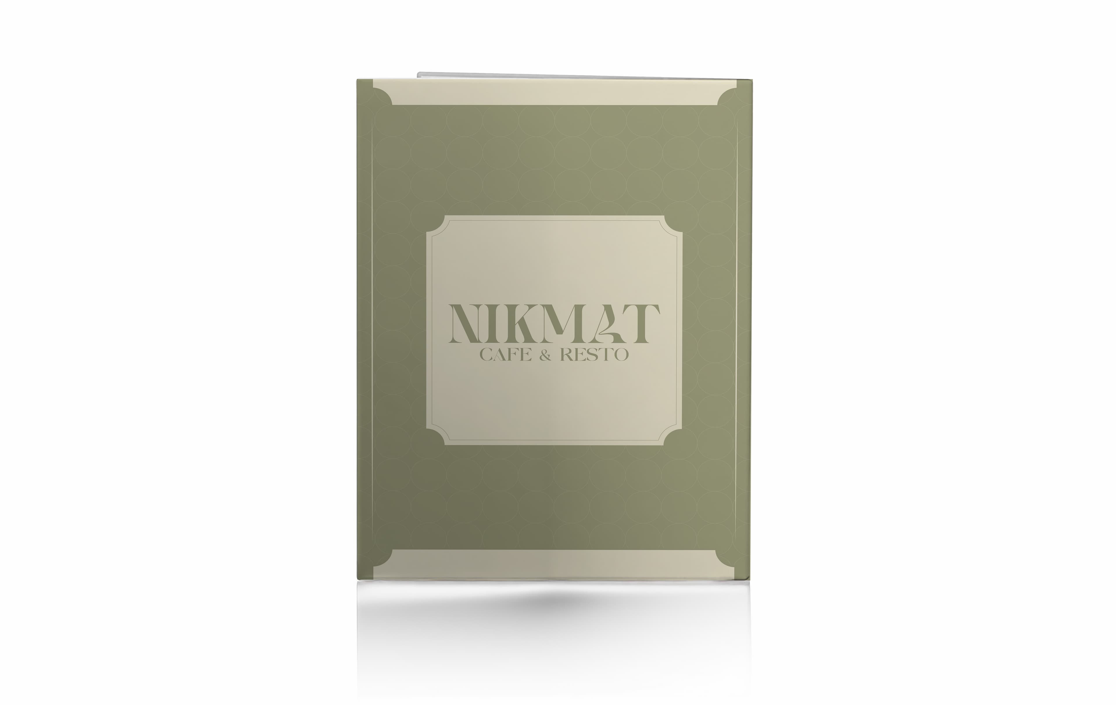 Menu Restorant Hard Cover Lipat 2 Sisi Simple Dengan Warna Dominan Hijau Muda